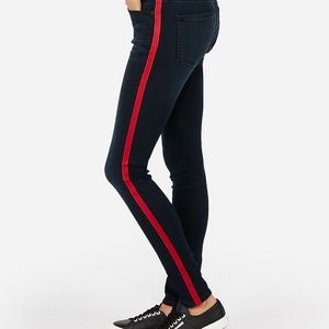 Express Mid Rise Dark Wash Side Stripe Jean Leggin 18L